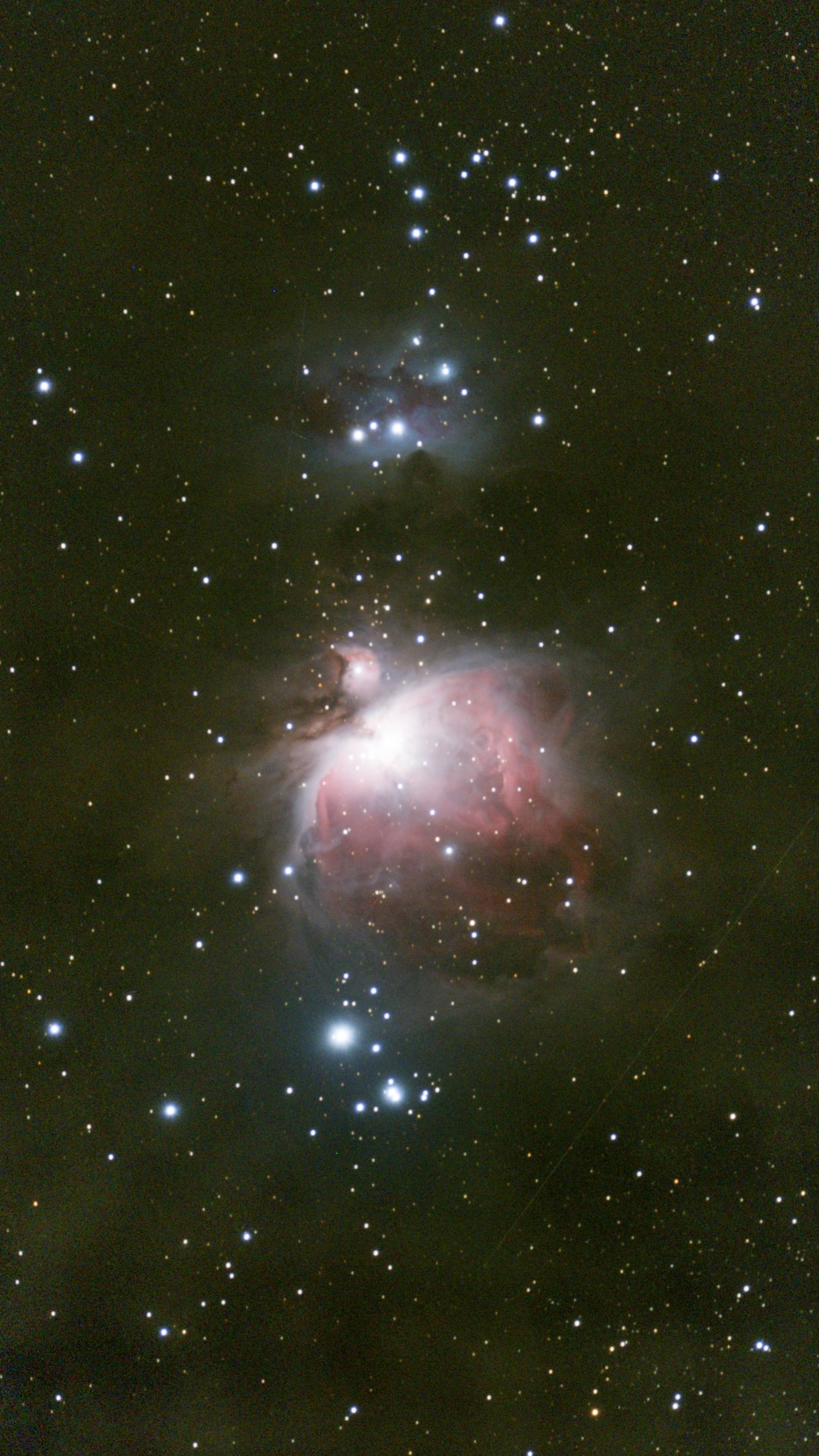 M42 and NGC 1977 - unprocessed stack