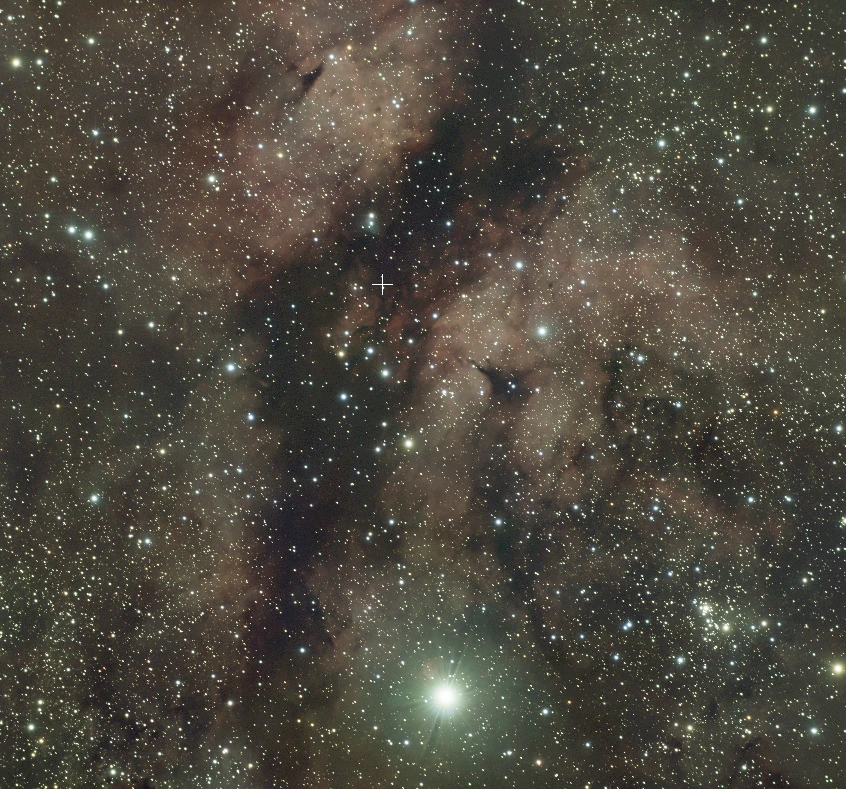 The same image as above, after running BlurXterminator. Stars are noticeably tighter and rounder and far more detail in the nebulosity is apparent.