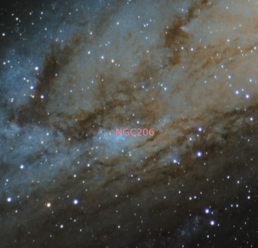 A close-up of NGC 206 in my image