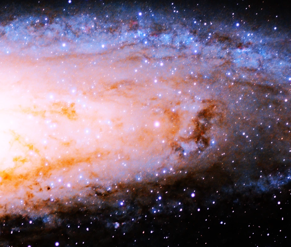 Attempting to draw out some of Andromeda's Hydrogen emission regions. These can be seen as red patches within the outer spiral arms of the galaxy